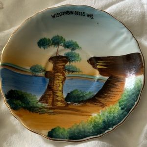 VTG Hand painted Souvenir Plate from Wisconsin Dells WI. Made in Japan by Nico.